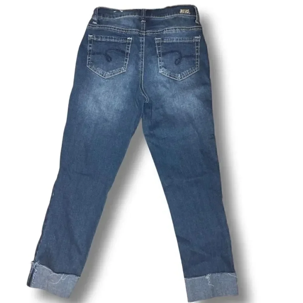 Justice Demin Cropped Cuffed Jeans Girls Size 12